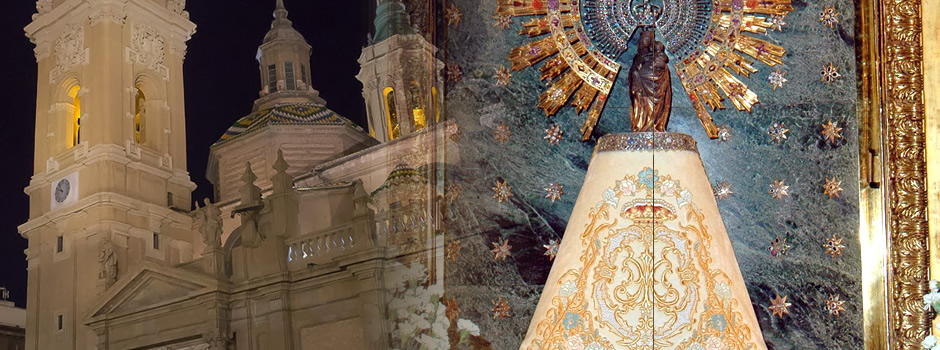 Manto de la Virgen del Pilar con imagen de altura 16 centímetros Blanco Bordados Olga 